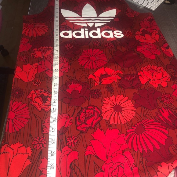 Adidas Original Trefoil Red Floral T-shirt Tank Dress Small - Picture 4 of 6